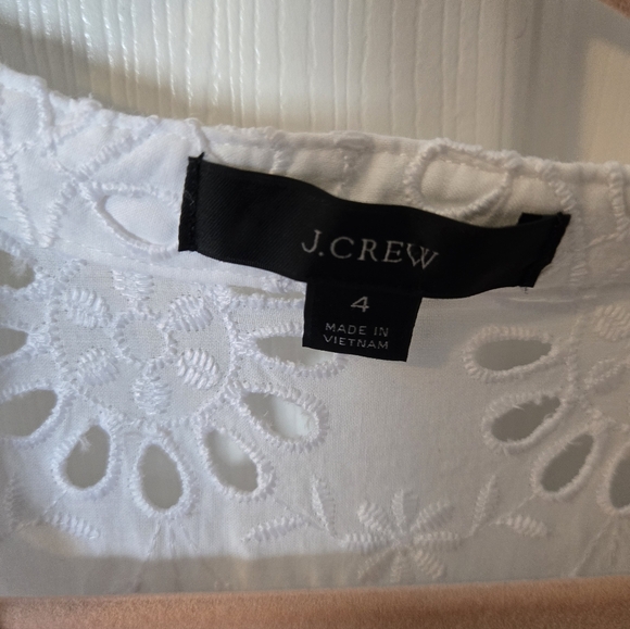 Jcrew White Eyelet Short Sleeve Dress - Lightweight Summer Style - Picture 4 of 5